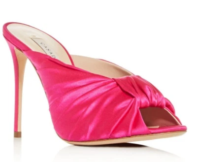 Sandalias para mujer CASADEI Sophia satinadas punta abierta tacón alto EE. UU. 7 fucsia Foto 1 de 4
