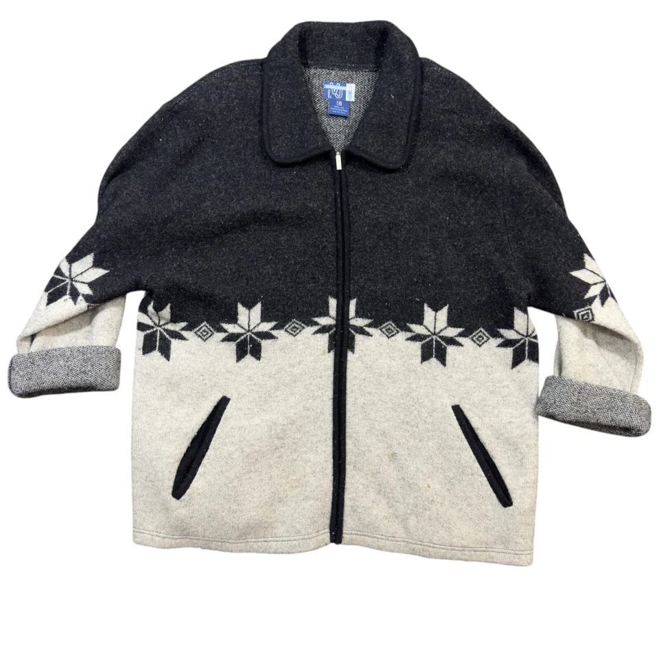 Suéter Venezia Jeans Cremallera Completa Para Mujer 18/20 Dos Tonos Gris Estampado Azteca Lana Foto 1 de 4