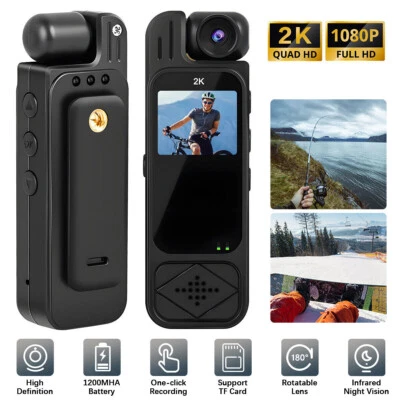 HD 2K 1080P Body Camera Night Vision Voice Video Recording Mini Cam Sports DV DA - Bild 1 von 4