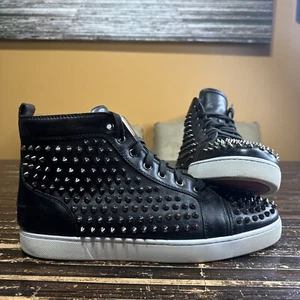 Christian Louboutin Men Louis Spike 11.5 44.5 Black  High Top Sneaker - Picture 1 of 7