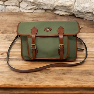 Brady England Green Canvas Leather Trim Messenger Shoulder Bag Adjustable Strap - Picture 1 of 22