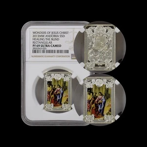 ANDORRA. 2013, 5 Diners, Silver - NGC PF69 - TOP POP 🥇 Jesus Healing the Blind - Picture 1 of 5
