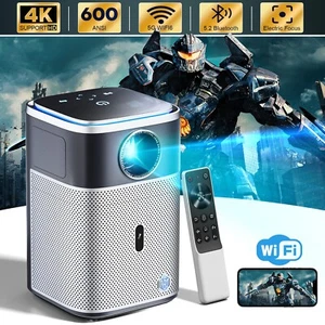 Projector with 5G WiFi Bluetooth 4K Support 600ANSI Native 1080P Home Theater - Picture 1 of 6