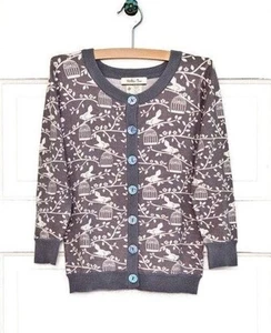Matilda Jane WINTER WONDERLAND Strickjacke 4 grau Vogelkäfig Pullover Knopfleiste neu mit Etikett - Bild 1 von 4