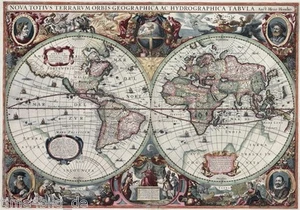 IMAGEN TIME4 HENDRIK HONDIUS MAPA ANTIGUO IMÁGENES LIENZO GICLEE LIENZO REPRODUCCIÓN - Imagen 1 de 4