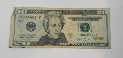2009 Low Serial Number 20 Dollar Bill 2009 Series Atlanta Circulated - Image 1 of 2