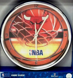 Chicago Bulls 12" Chrome Plated Retro Wall Clock Wincraft - Picture 1 of 4