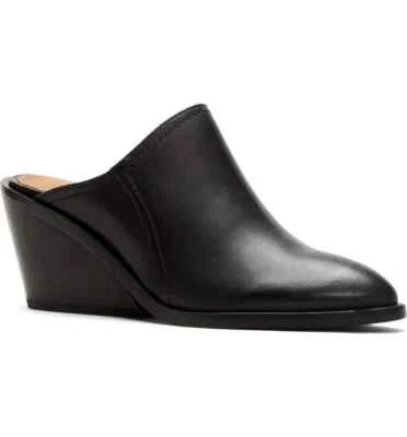 Bombas anabela femininas FRYE Serena Mule pretas 9 M novas com etiquetas - Imagem 1 de 4