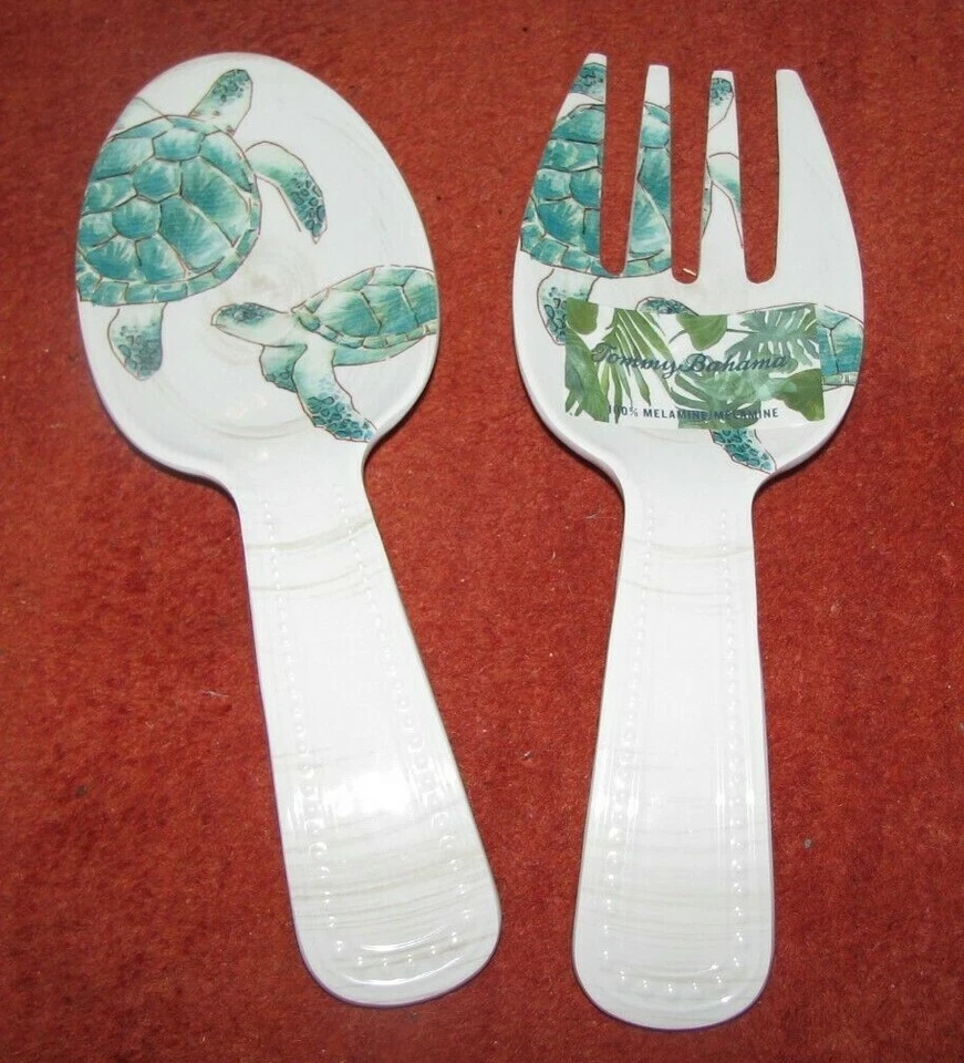 Tenedor/cuchara para servir ensalada TOMMY BAHAMA "TORTUGAS MARINAS" (melamina) Foto 1 de 1