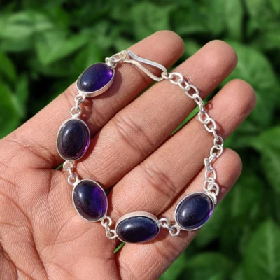 Best Buy Amethyst Gemstone Bracelet 925 Silver Plated Gift For Friend Jewelry - Image 1 of 4