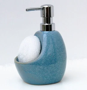 Ceramic Kitchen Soap Dispenser Sponge Scrubby Dishwasher Sink Organizer Sky Blue - Picture 1 of 4