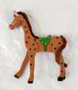 Vintage Wooden Giraffe Christmas Ornament Circus Animal 4" Hand Painted - Picture 1 of 10