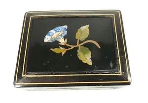 Antike italienische Grand Tour Pietra Dura Intarsien Mosaik Plakette auf Box - Bild 1 von 9