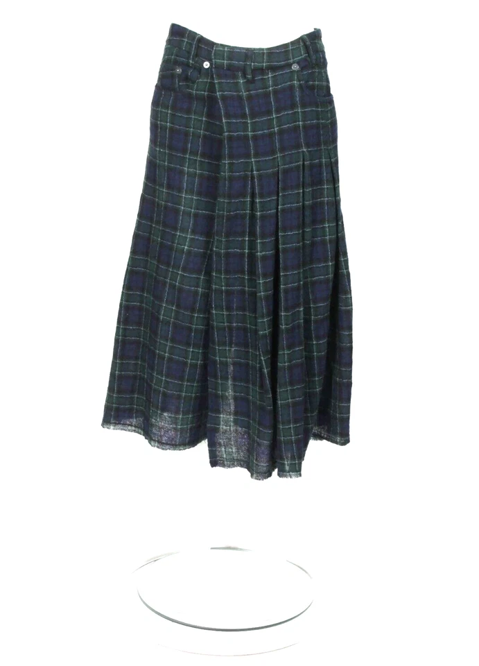 R13 Plaid Blue Green Skort Pants Avant Garde Wrap Japanese Fabric Skirt sz M 834 - Image 1 of 4