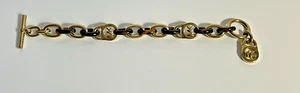 Michael Kors Goldtone & Tortoise Link Toggle Logo Bracelet 8" - Picture 1 of 5
