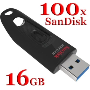 Lot 100x SanDisk Cruzer ULTRA 16GB USB 3.0 flash thumb drive SDCZ48-016G 16 GB - Picture 1 of 7