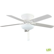Hampton Bay Holly Springs Low Profile 52 in. Led Indoor Matte White Ceiling Fan