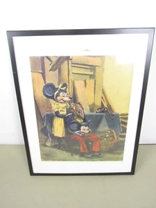 Weird Vintage Gothic Horror Mickey Mouse & Minnie Mouse Framed Print Hand Signed - Picture 1 of 5