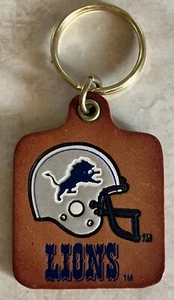 Llavero de cuero vintage de los Detroit Lions NFL recuerdo azul y plateado - Imagen 1 de 2
