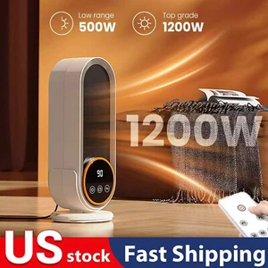 Portable Electric Space Heater For Large Room 1200W Digital Thermostat Remote - Picture 1 of 16