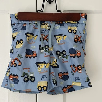 Baby Gap 蓝色建筑车辆卡车泳裤男孩泳装 12-18 个月 — 第 1/4 张图片