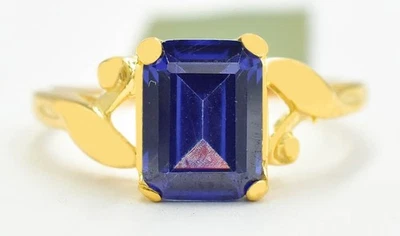 ANILLO IOLITE GENUINO 1,90 Cts ORO AMARILLO MACIZO 10K-Servicio de tasación gratuito Foto 1 de 4