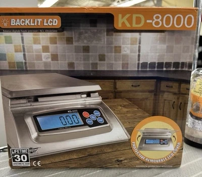 Báscula digital de alimentos My Weigh KD-8000 de acero inoxidable con cubierta LCD NUEVA caja abierta Foto 1 de 4