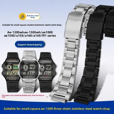 For Casio AE1200/1300/1100 A158/168 AQ-230 Stainless Steel Watch Band Strap 18mm - Image 1 of 4