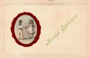 Happy Birthday Boy and Girl with Balls Embossed Vintage Postcard B272 - Picture 1 of 2