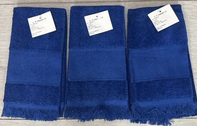 3 toallas vintage de punto de cruz azul real con punta de dedo Foto 1 de 2