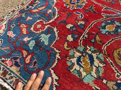 ALFOMBRA ORIENTAL ANTIGUA ROJA 5x9 colorida vintage hecha a mano tejida a mano azul limpia 6x9 Foto 1 de 4