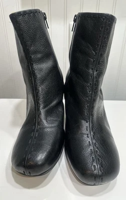 Bota Arturo Chiang Negra Cosida Cuero Cremallera Lateral Tobillo Bruja/Casa de Campo Talla 11 Foto 1 de 4