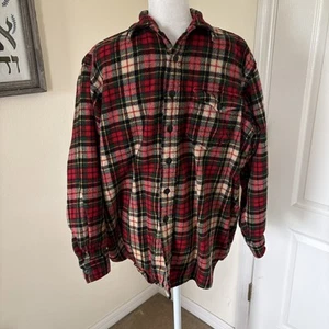 Vintage RRL Ralph Lauren Plaid Heavy Flannel 100% Wool Made in The USA Sz Large - Picture 1 of 11