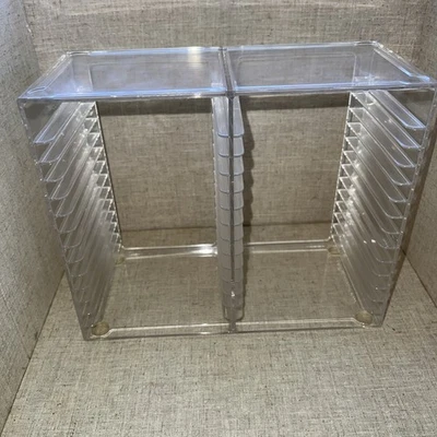 Estante de almacenamiento de CD transparente vintage 1993 U.S. Acrylic Inc soporte para 30 discos para 30 CD Foto 1 de 4