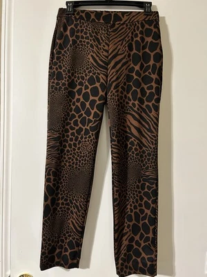 Michael Kors Women's Slim Animal Print Ankle Pants Size S Brown Black - Image 1 of 4