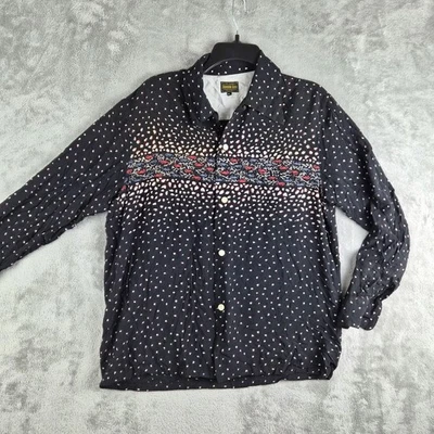 Vintage Groovin High Shirt Mens XL Black Confetti Sea Horse Japan Silk Blend - Image 1 of 4