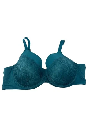 Auden Superstar Lightly Lined Bra Size 46C Full Coverage Lace Teal Intimates NEW - Image 1 of 4