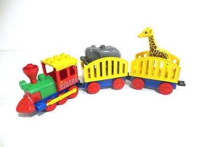 Lego Duplo Eisenbahn / Zirkus- Schiebezug mit 2 Anhängern und 2 Tiere - Bild 1 von 3