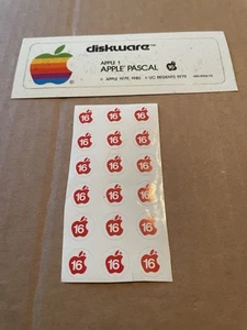1980 Apple 1 Sticker Diskware Apple Pascal 16 & Sticker Sheet Apple 1979 1980 - Afbeelding 1 van 7