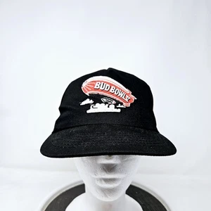 Vintage Bud Bowl V Snapback Black Hat Budweiser Official 90s Made In USA Promo - Picture 1 of 8