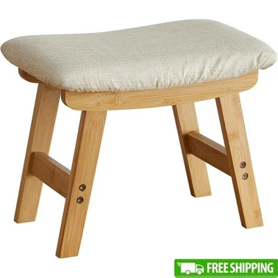 Reposapiés de bambú otomano ahorro de espacio esponja de alta resistencia antideslizante comodidad Foto 1 de 4