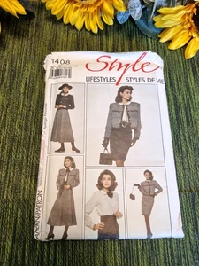 Style Sewing Pattern 1408 Lined Jacket, Blouse & Skirt Suit Size US 12 to 16 Vtg - Picture 1 of 4
