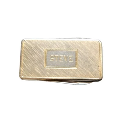 Nombre Personalizado STEVE Regalo Oro 14K Acero Inoxidable Clip de Dinero Cuchillo Lima de Uñas Foto 1 de 4