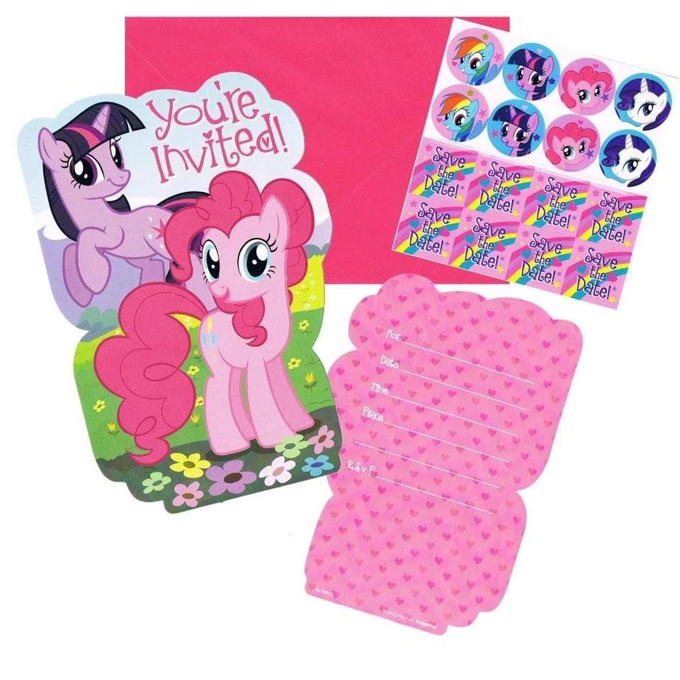 My Little Pony Invitaciones de Cumpleaños con Sobres y Pegatinas Favores de Fiesta 8ct N Foto 1 de 1