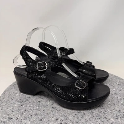 Sandalias Dansko para mujer 9,5 Joanie de cuero negro con cordones zapatos cómodos 40 Foto 1 de 4