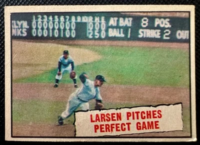 1961 Topps #402 Don Larsen "Larsen Pitches Perfect Game" World Series - Yankees - Image 1 of 2