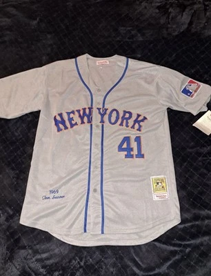 Camiseta Tom Seaver New York Mets Mitchell Ness Visitante 100 Aniversario NUEVA Talla L Foto 1 de 4