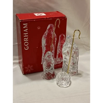 Gorham Holy Family Crystal Nativity Set 3 Piece Christmas Holiday Decor - Image 1 of 4