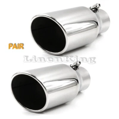 Par de puntas de escape de camión 2,5" entrada 4" salida 9" OL acero inoxidable se adapta a tornillos Foto 1 de 4