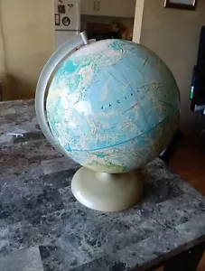 Vintage Rand McNally World Portrait Globe Raised Topography Metal Base - Picture 1 of 7